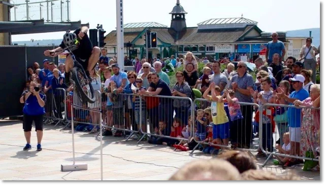 3SIXTY bicycle stunt rider performing at a community event